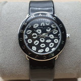 Marc Jacobs Amy Black Dial Black Leather Strap Watch for Women - MBM1163