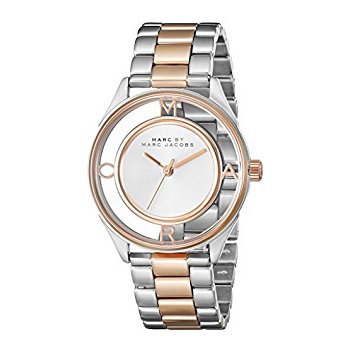 Marc Jacobs Tether Transparent White Dial Two Tone Steel Strap Watch for Women - MBM3436