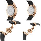 Daniel Wellington Iconic Round Case Motion Black Dial Rubber Strap Watch For Men - DW00100425