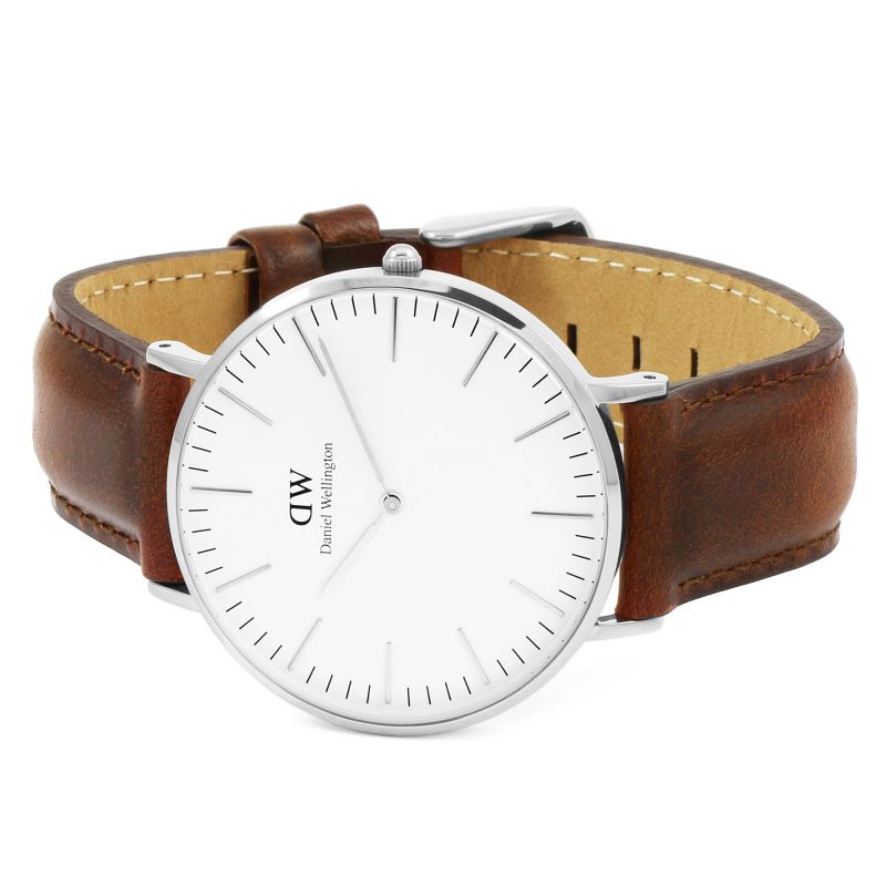 Daniel Wellington Classic St Mawes White Dial Brown Leather Strap Watch For Men - DW00100021