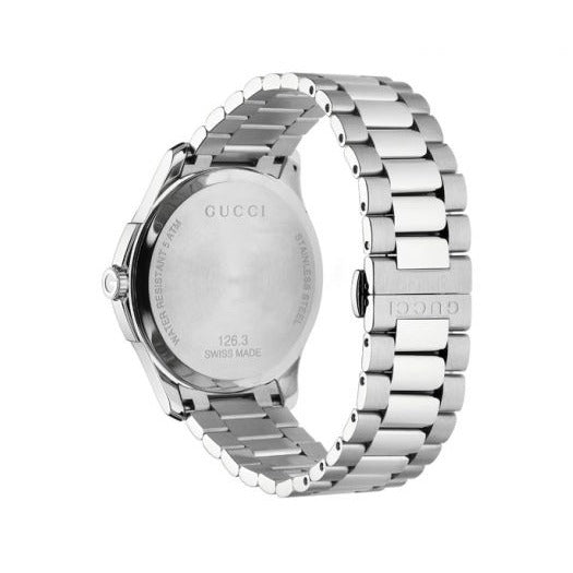 Gucci G Timeless Quartz Brown Dial Silver Steel Strap Watch for Men - YA126317