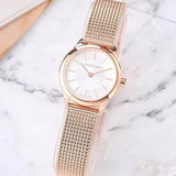 Calvin Klein Minimal White Dial Rose Gold Mesh Bracelet Watch for Women - K3M23626