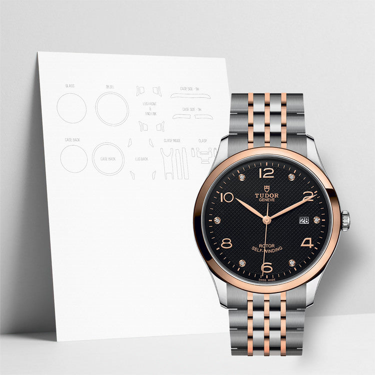 Tudor 1926 Automatic Diamonds Black Dial Two Tone Steel Strap Watch for Men - M91651-0004