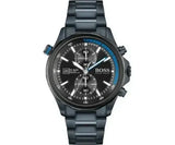 Hugo Boss Globetrotter Black Dial Black Steel Strap Watch for Men - 1513824