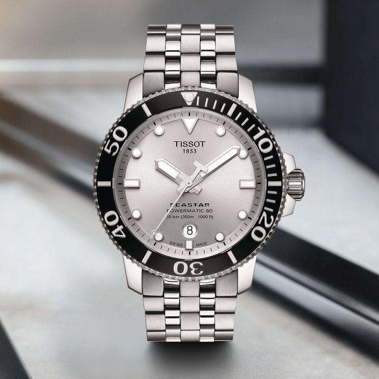 Tissot Seastar 1000 Powermatic 80 Silver Dial Silver Steel Strap Watch For Men - T120.407.11.031.00