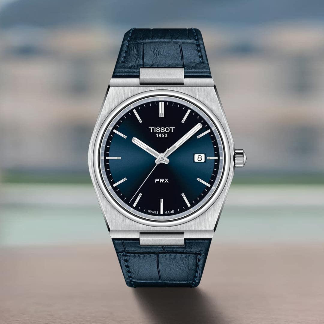 Tissot PRX Blue Dial Blue Leather Strap Watch for Men - T137.410.16.041.00