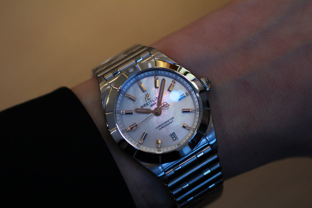 Breitling Chronomat 32 Mother of Pearl Dial Silver Steel Strap Watch for Women - A77310101A4A1