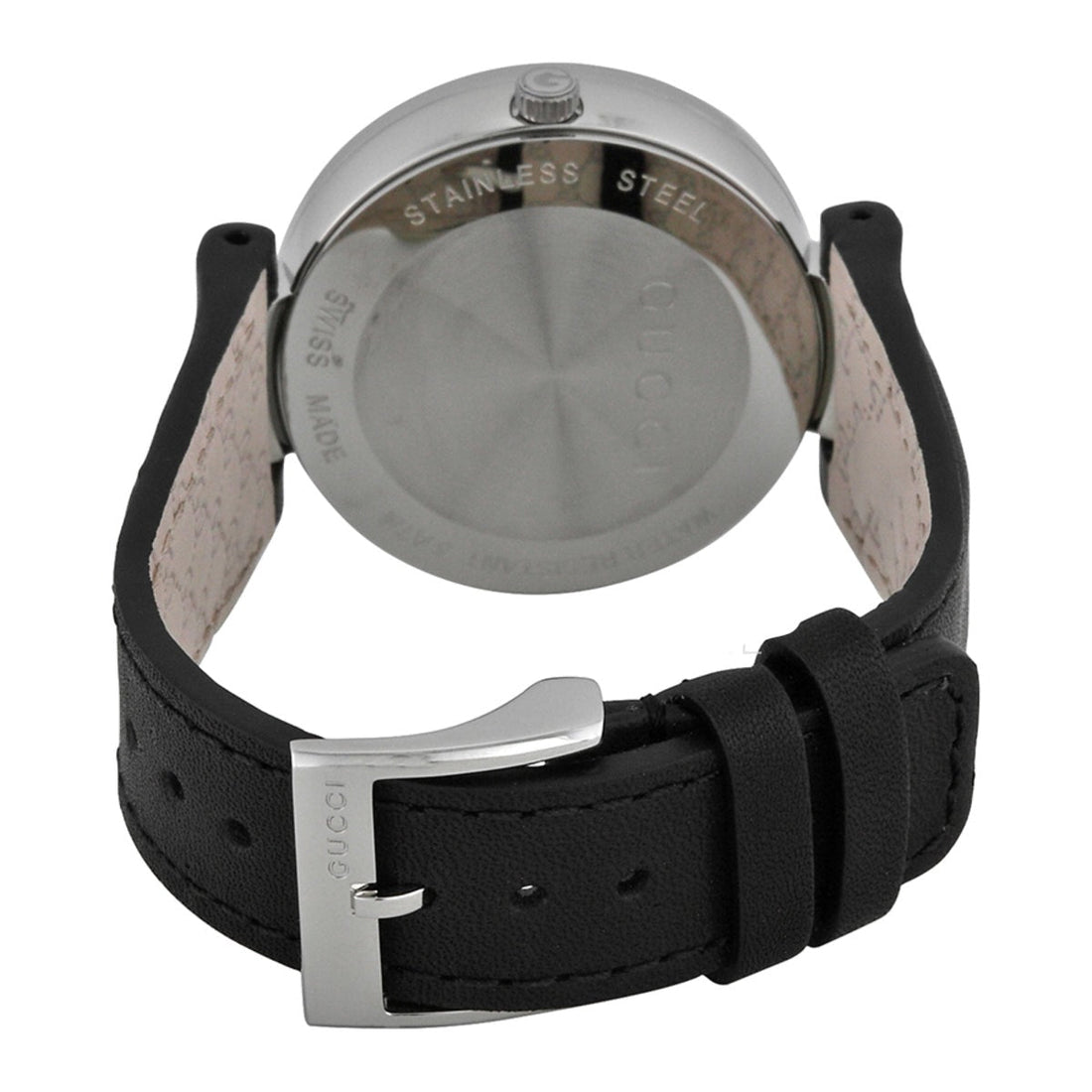 Gucci G Interlocking Black Dial Black Leather Strap Watch For Women - YA133301