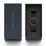 Daniel Wellington Petite Ashfield Black Dial Black Mesh Strap Watch For Women - DW00100202