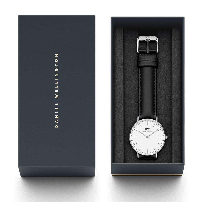 Daniel Wellington Classic Sheffield White Dial Black Leather Strap Watch For Women - DW00100053