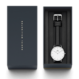 Daniel Wellington Classic Sheffield White Dial Black Leather Strap Watch For Women - DW00100053