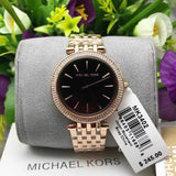 Michael Kors Darci Black Dial Rose Gold Steel Strap Watch for Women - MK3402