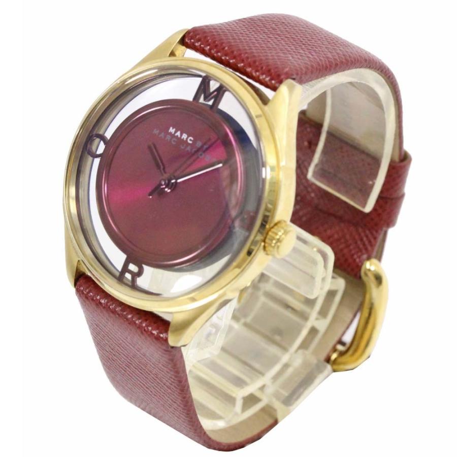 Marc Jacobs Tether Transparent Red Dial Red Leather Strap Watch for Women - MBM1377