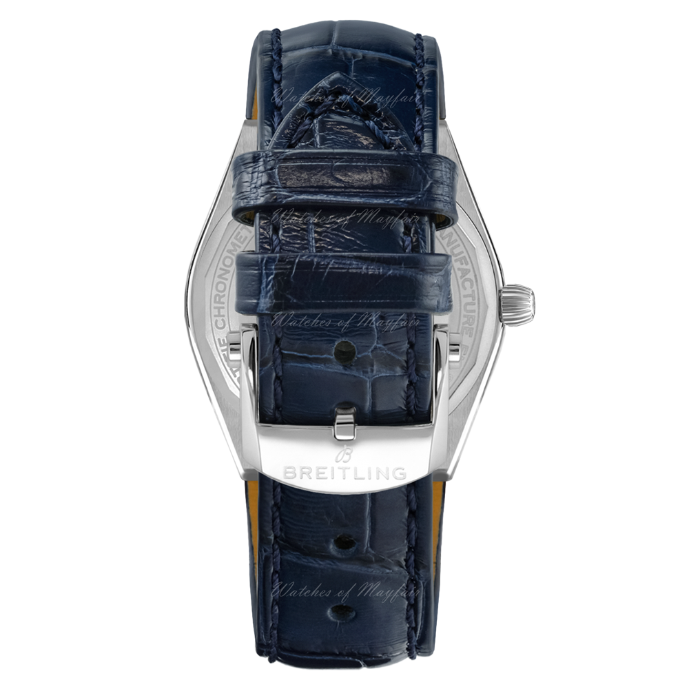 Breitling Chronomat Automatic 36 South Sea Blue Dial Blue Leather Strap Watch for Women - A10380611C1P1