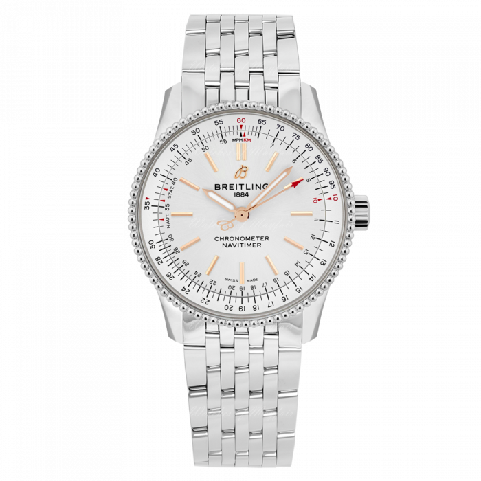 Breitling Navitimer Automatic 35 White Dial Silver Steel Strap Watch for Men - A17395F41G1A1