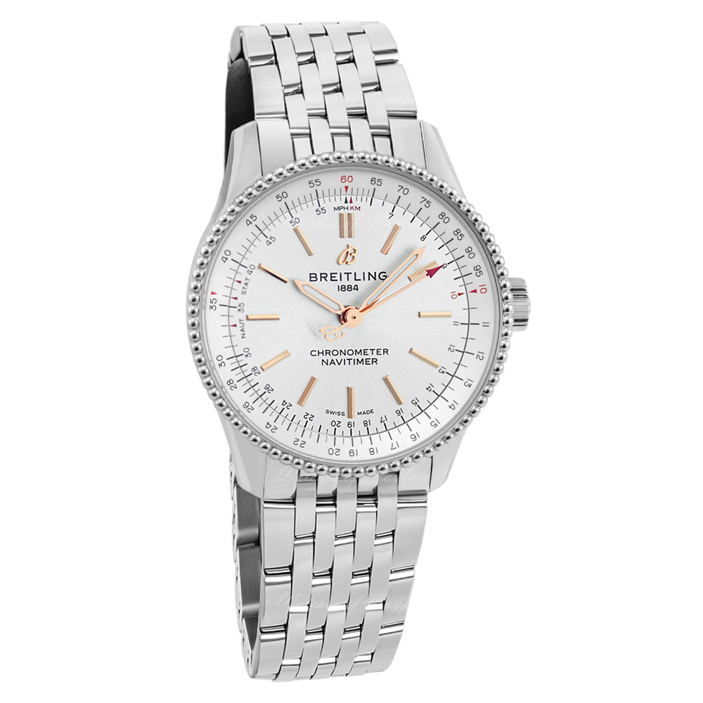 Breitling Navitimer Automatic 35 White Dial Silver Steel Strap Watch for Men - A17395F41G1A1