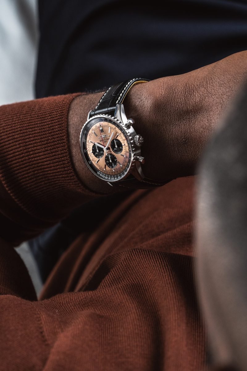 Breitling Navitimer B01 Chronograph 43 Brown Dial Black Leather Strap Watch for Men - AB0138241K1P1