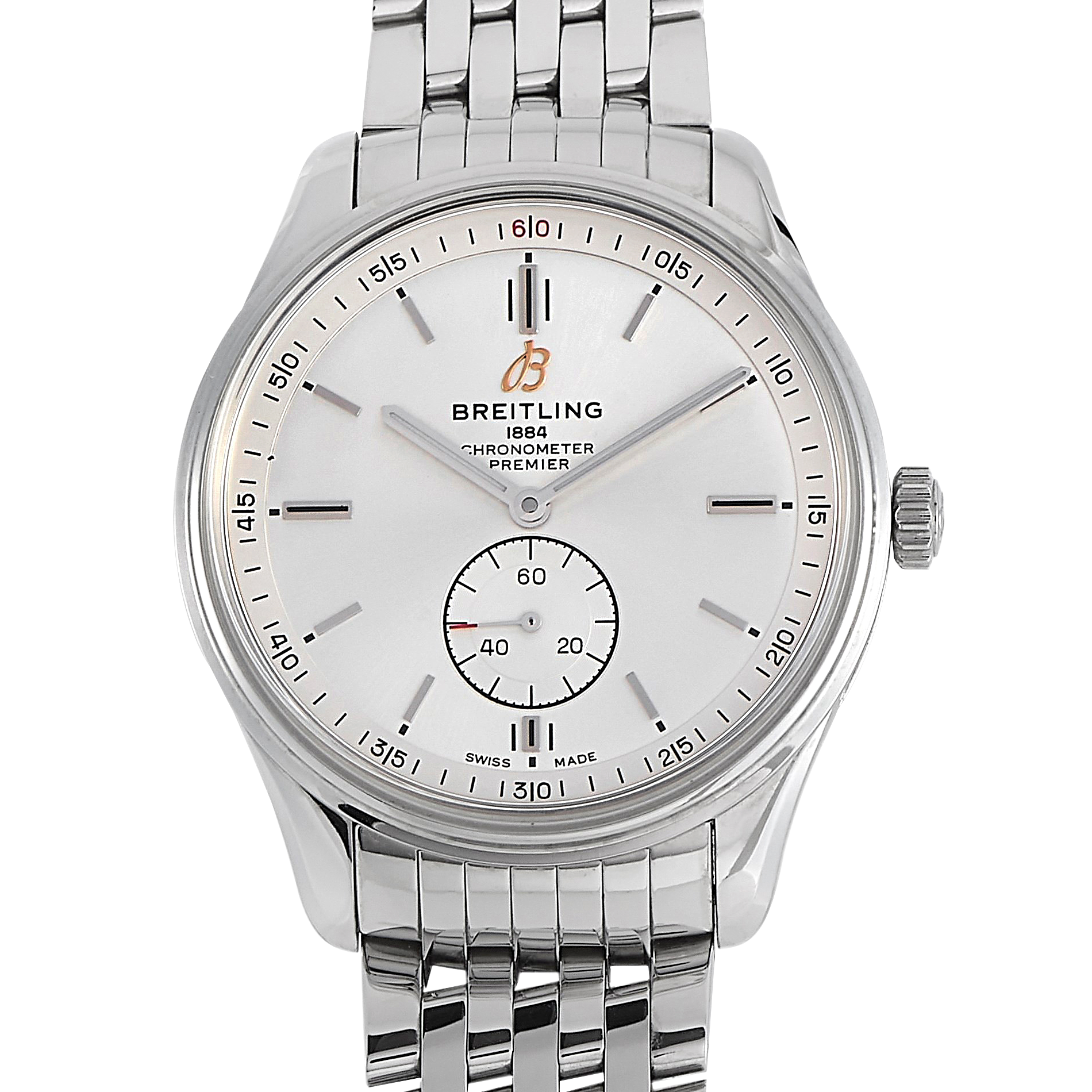 Breitling Premier Automatic 40mm Stainless Steel Silver Dial Mens Watch - A37340351G1A1