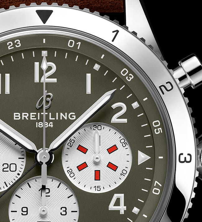 Breitling Super Avi B04 Chronograph GMT 46 Curtiss Warhawk Green Dial Brown Leather Strap Watch for Men - AB04452A1L1X1