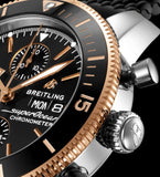 Breitling Superocean Heritage Chronograph 44 Black Dial Black Mesh Bracelet Watch for Men - U13313121B1S1