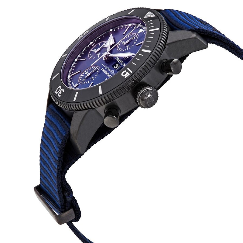 Breitling Superocean Heritage Chronograph 44 Outerknown Blue Dial Blue NATO Strap Watch for Men - M133132A1C1W1