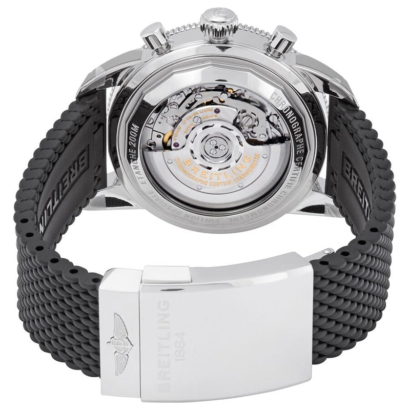 Breitling Superocean Heritage B01 Chronograph 44 Silver Dial Black Mesh Bracelet Watch for Men - AB0162121G1S1