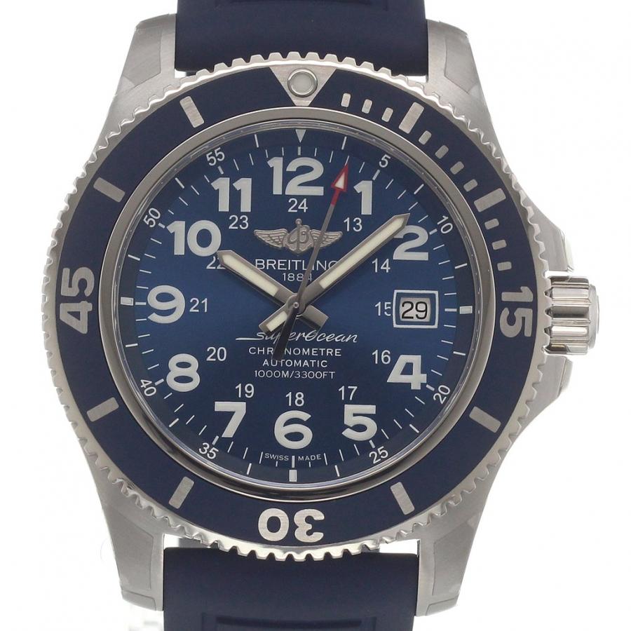 Breitling Superocean II 44mm Blue Dial Blue Rubber Strap Watch for Men - A17392D8/C910/158S/A20SS.1