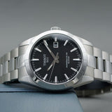 Tissot Gentleman Powermatic 80 Silicium Black Dial Silver Steel Strap Watch For Men - T127.407.11.051.00