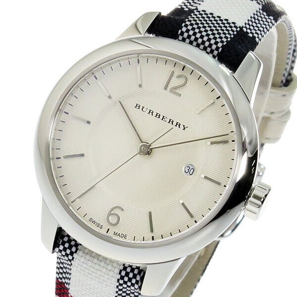 Burberry Classic Stone Silver Dial Horseberry Black Leather Strap Watch for Women - BU10103