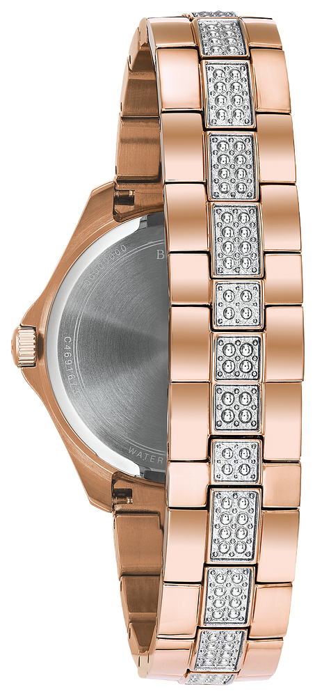 Bulova Crystal Collection Silver Dial Rose Gold Steel Strap Watch for Women - 98L229