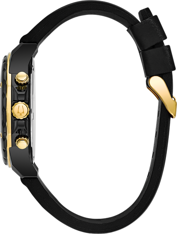 Bulova Marine Star Chronograph Black Dial Black Rubber Strap Watch for Men - 98B278