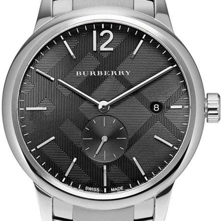 Burberry The Classic Round Black Dial Silver Steel Strap Watch for Men - BU10005