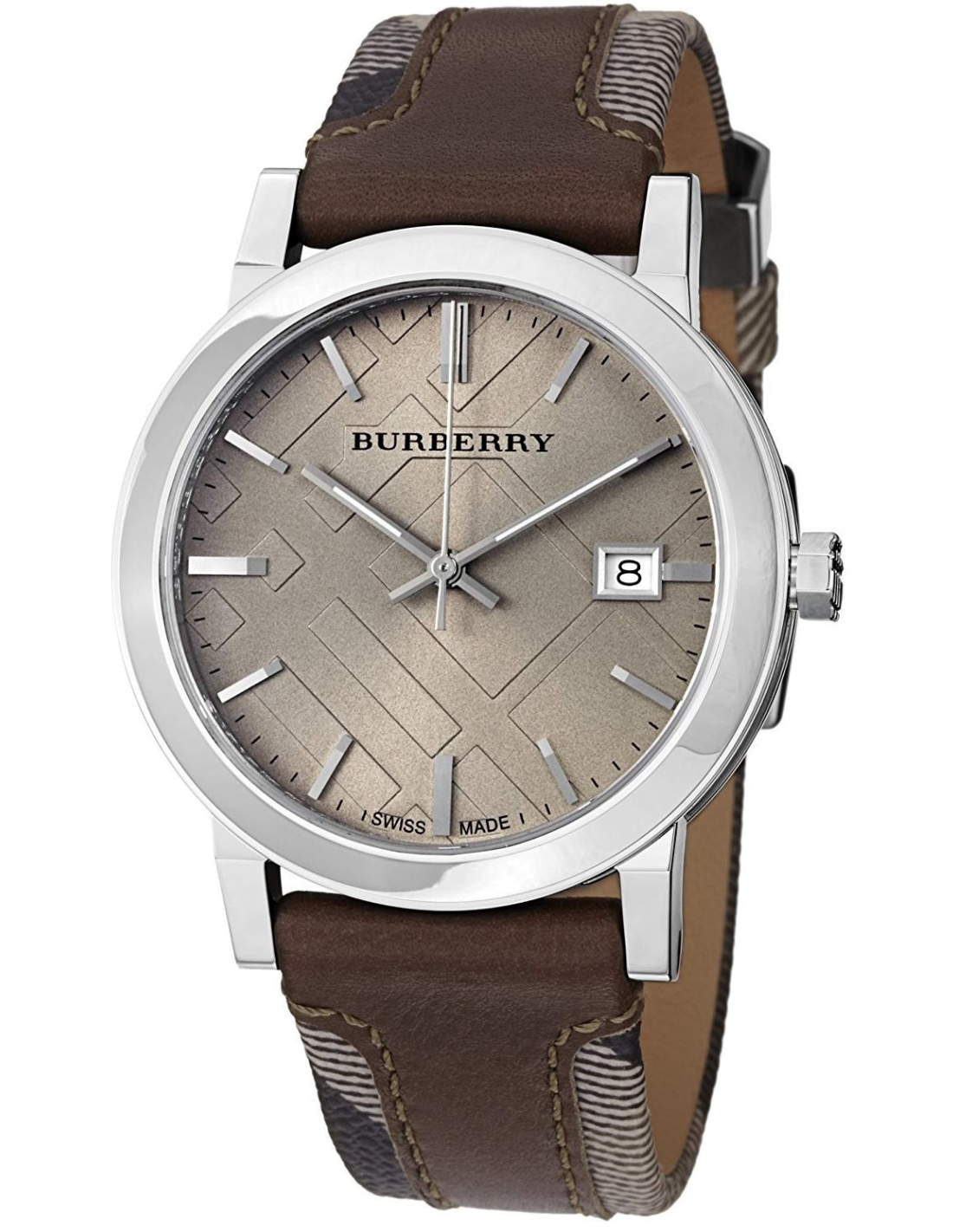 Burberry The City Grey Dial Leather Strap Watch for Men - BU9020