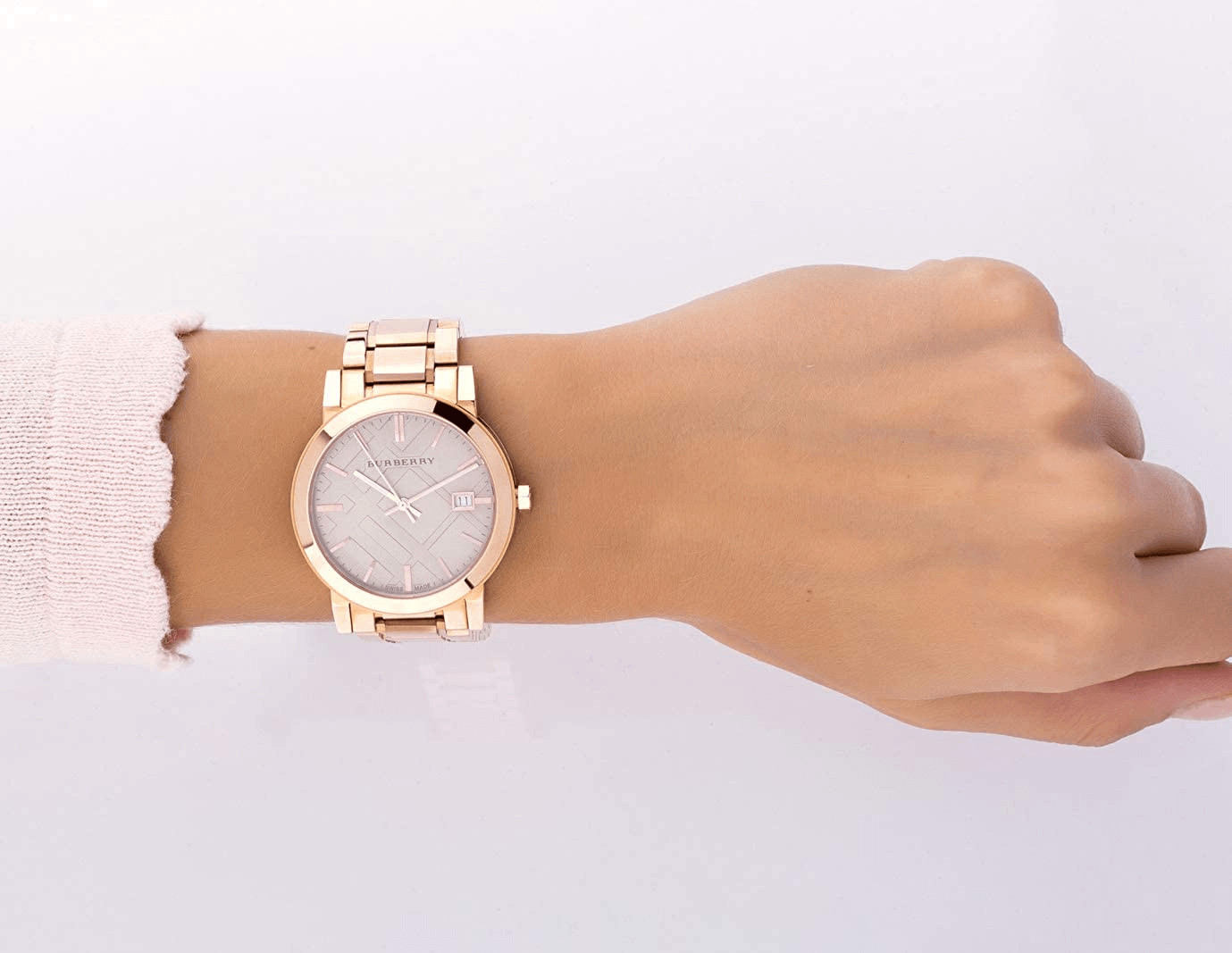 Burberry The City Rose Gold Dial Rose Gold Steel Strap Watch for Women - BU9703