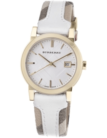 Burberry The City White Dial White Leather Strap Watch for Women - BU9110