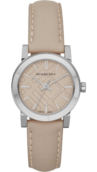 Burberry The City Beige Dial Beige Leather Strap Watch for Women - BU9207