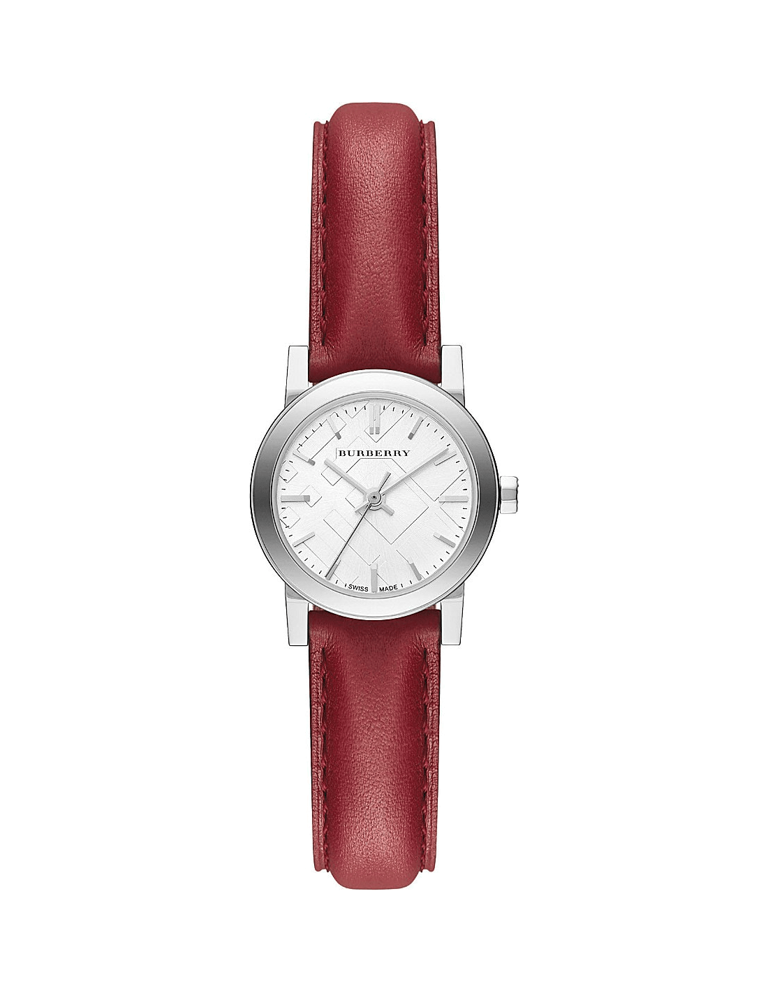 Burberry The City Silver Dial Red Strap Watch for Women - BU9232