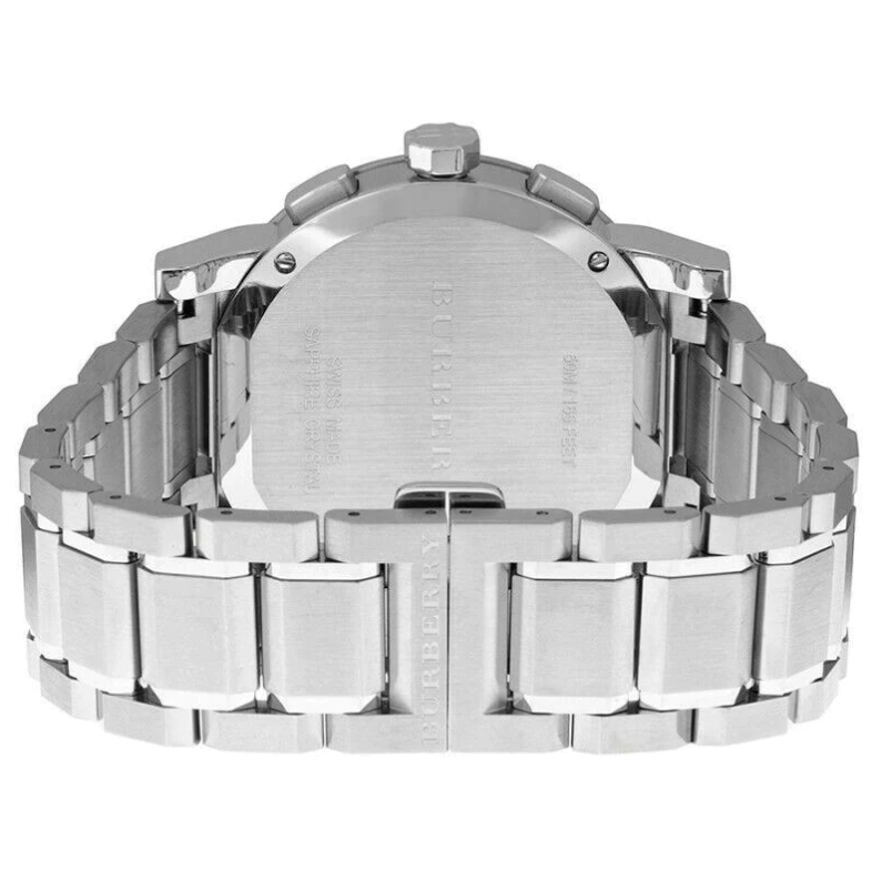 Burberry The City Black Dial Silver Steel Strap Watch for Men - BU9351