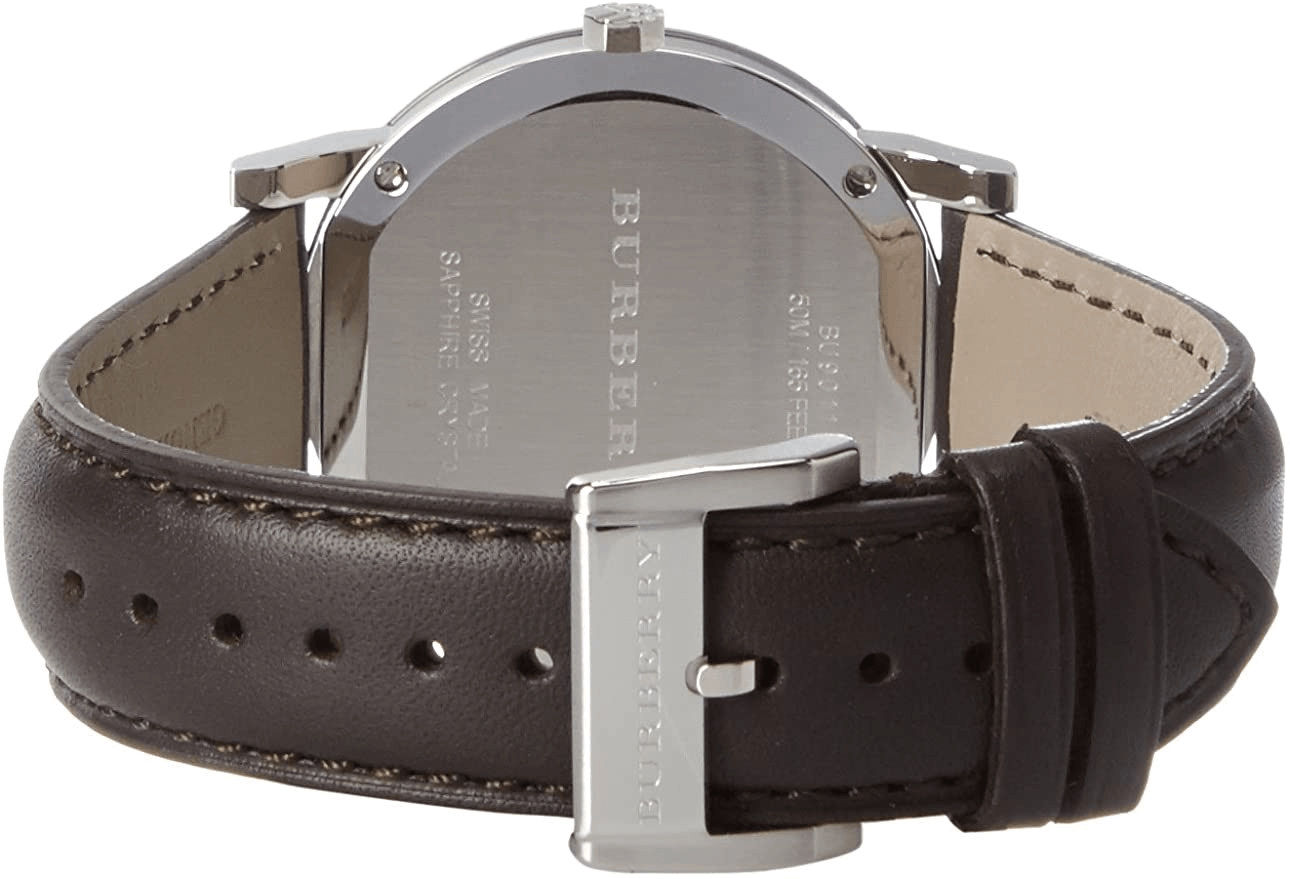 Burberry The City Gold Dial Brown Leather Strap Watch for Men - BU9011