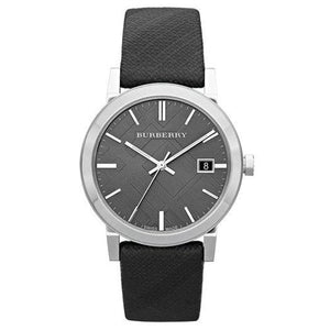 Burberry Heritage Grey Dial Black Leather Strap Watch for Men - BU9024