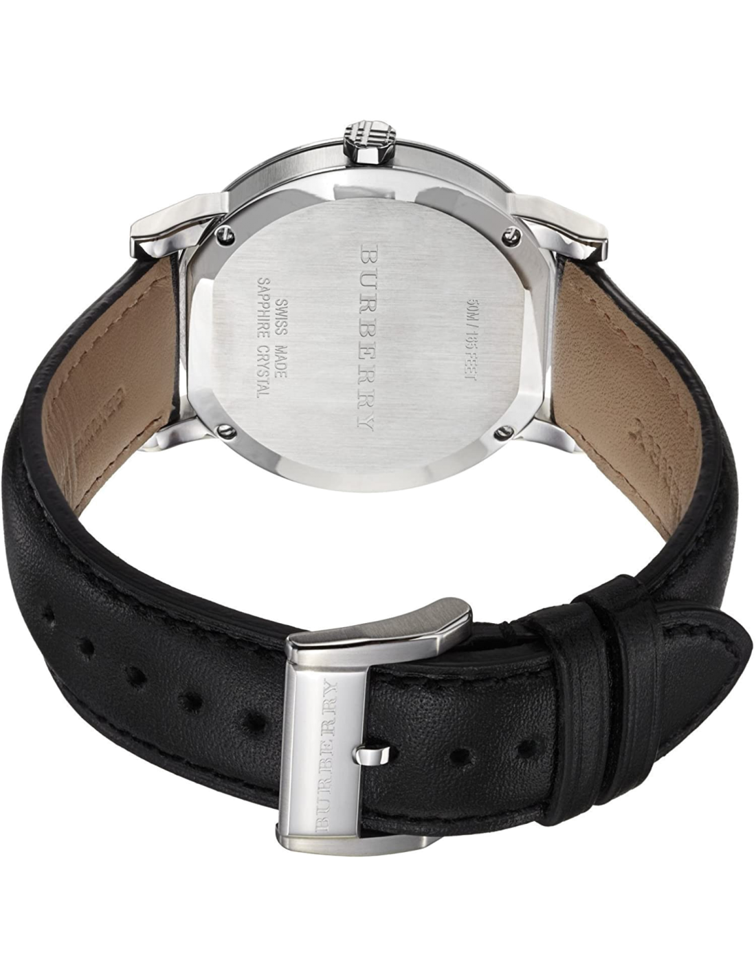 Burberry The City Black Dial Black Leather Strap Watch for Men - BU9009