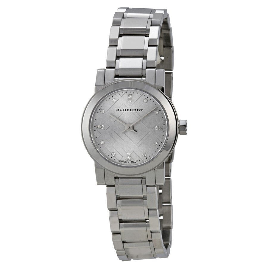 Burberry The City Silver Diamonds Dial Silver Steel Strap Watch for Women - BU9230