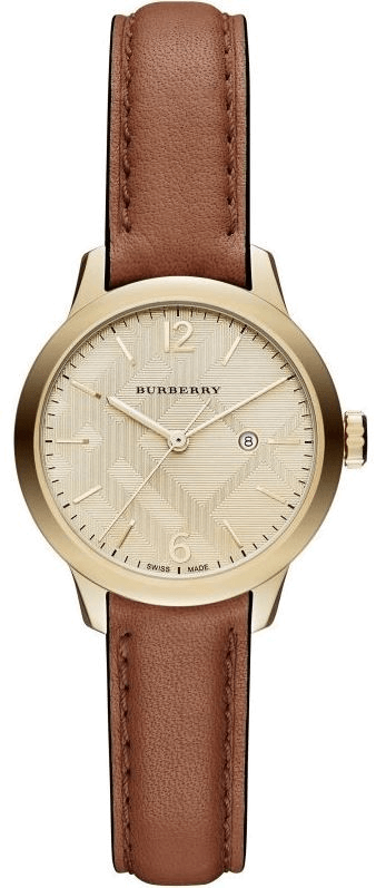 Burberry The Classic Champagne Gold Dial Brown Leather Strap Watch for Women - BU10101
