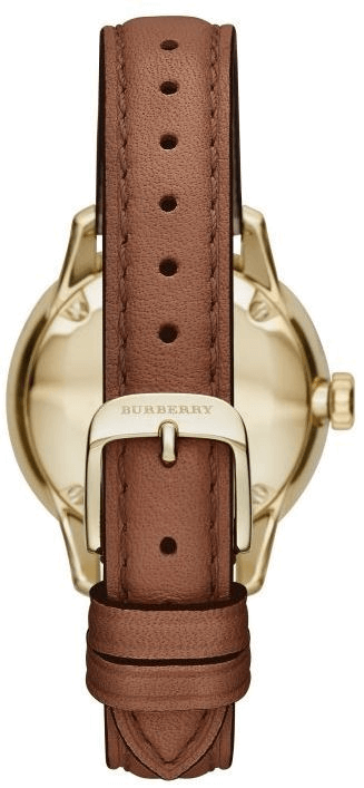 Burberry The Classic Champagne Gold Dial Brown Leather Strap Watch for Women - BU10101