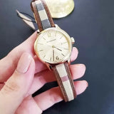 Burberry The Classic Gold Dial Brown Leather Strap Watch for Women - BU10114