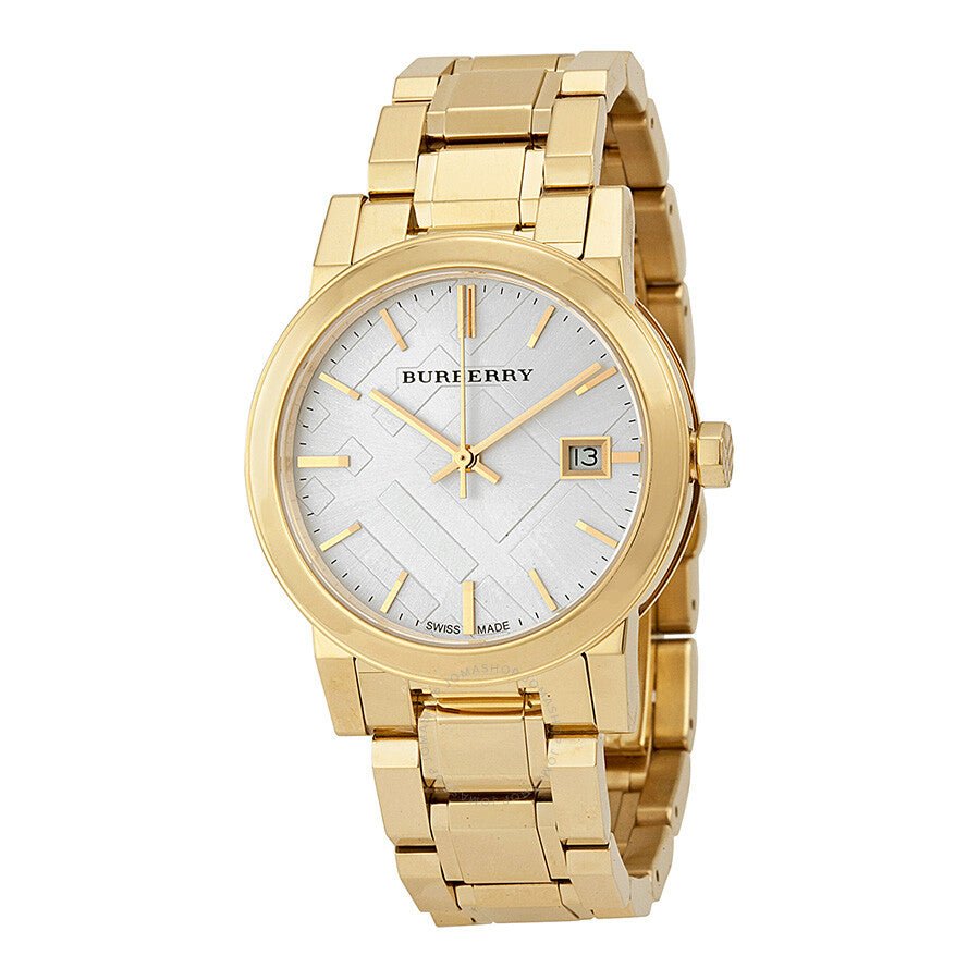 Burberry The City White Dial Gold Steel Strap Watch for Women - BU9103
