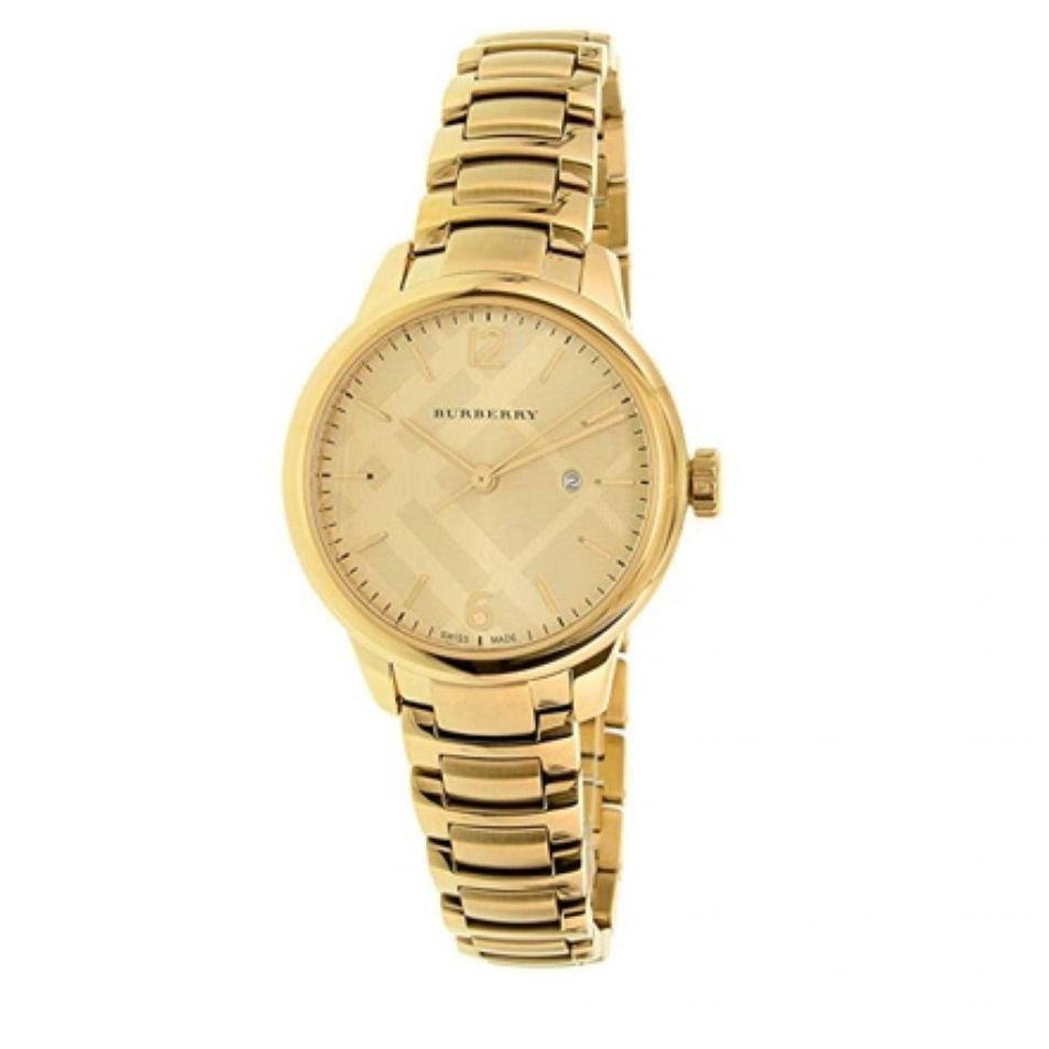 Burberry The Classic Champagne Dial Gold Steel Strap Watch for Women - BU10109