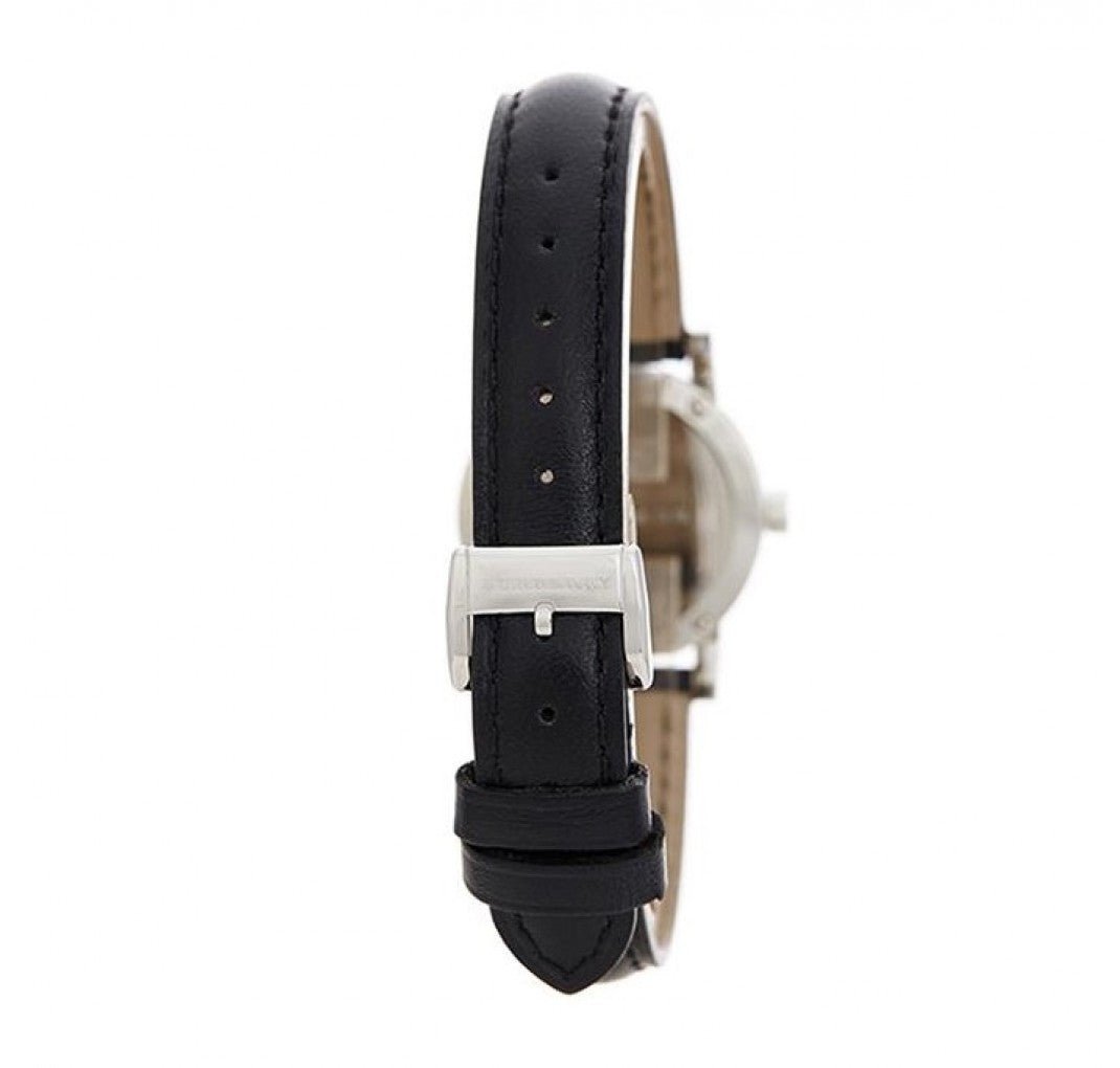 Burberry The City White Dial Black Leather Strap Watch for Women - BU9206