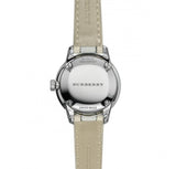 Burberry The Classic Guilloche Silver Dial Grey Leather Strap Watch for Women - BU10113