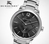Burberry The Classic Round Black Dial Silver Steel Strap Watch for Men - BU10005